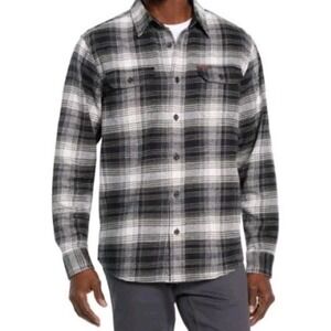 MWT- M - Orvis Big Bear Heavyweight Flannel Shirt Men's Black Plaid Button Up